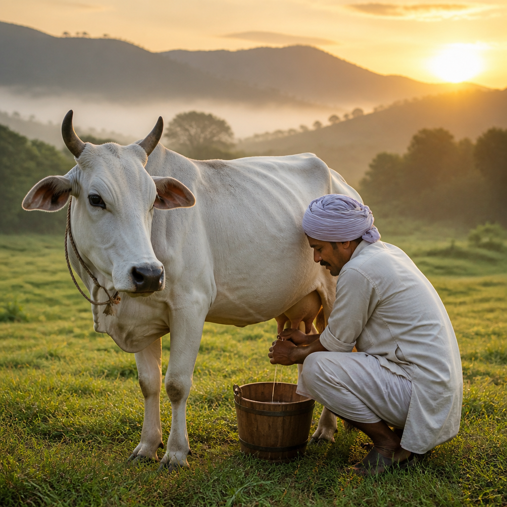 Milk collection from healthy cattle